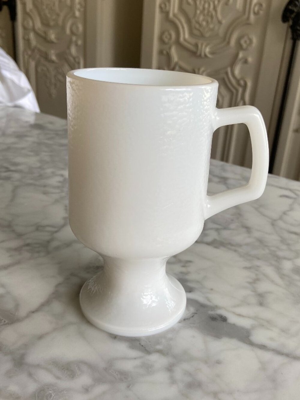 Vintage Milk Glass Pedestal Mug